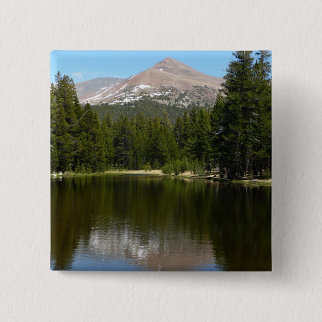 Badge Carré 5 Cm Reflet du lac de Yosemite (Devant)