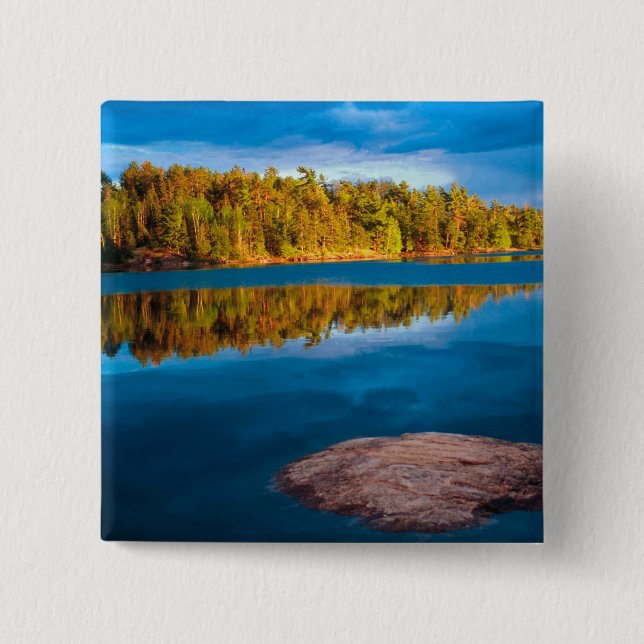 Badge Carré 5 Cm Reflets de début de soirée dans les eaux limitroph (Devant)