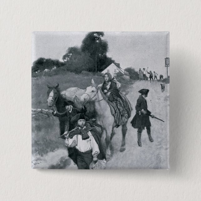 Badge Carré 5 Cm Réfugiés de Conservateur sur leur chemin vers le (Devant)