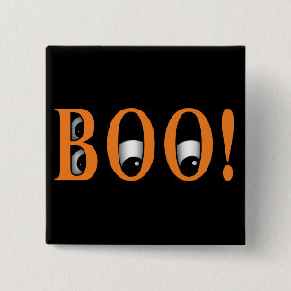 Badge Carré 5 Cm Regarde un BOO ! Yeux d'Halloween