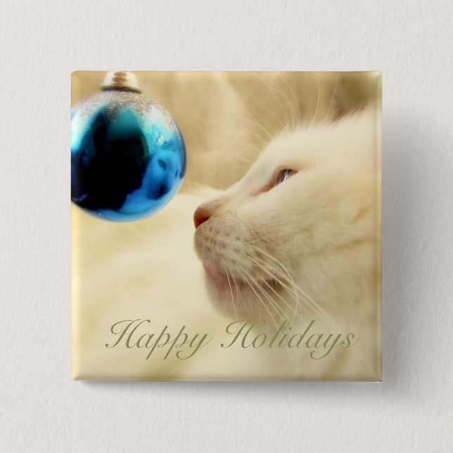 Badge Carré 5 Cm Regarder sur fixement une étoile bleue (Devant)