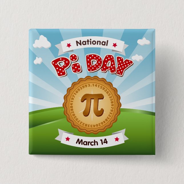 Badge Carré 5 Cm Regardez Sharp sur Pi Day (Devant)