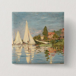 Badge Carré 5 Cm Régate de Claude Monet à Argenteuil, c.1872