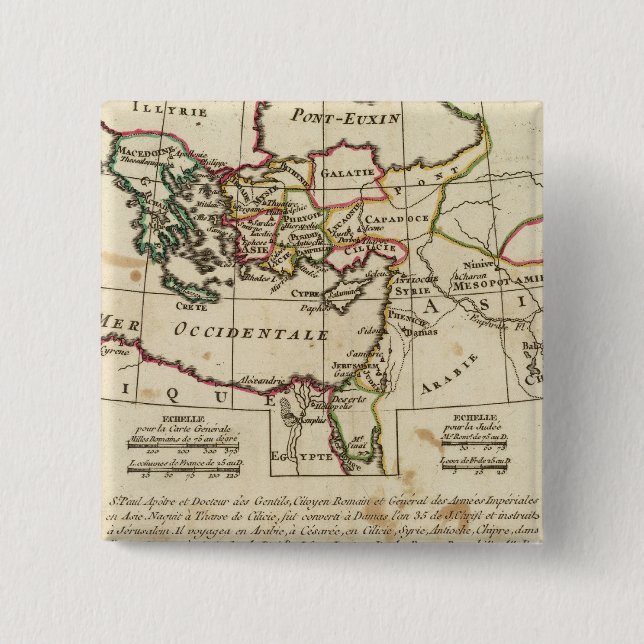 Badge Carré 5 Cm Régions, lieux du Nouveau Testament (Devant)