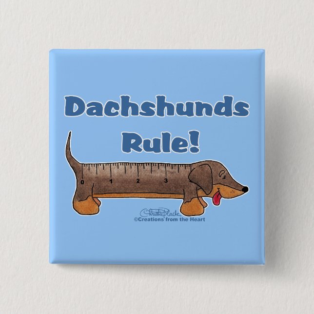 Badge Carré 5 Cm Règle Dachshunds (Devant)