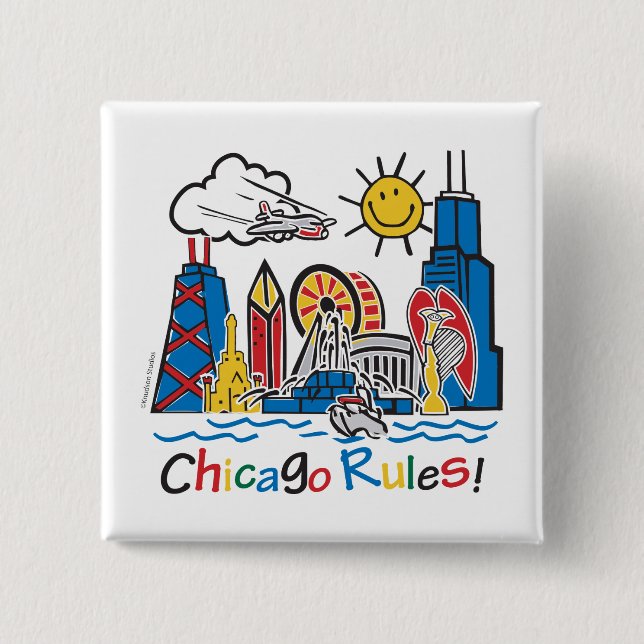 Badge Carré 5 Cm Règles de Chicago (Devant)