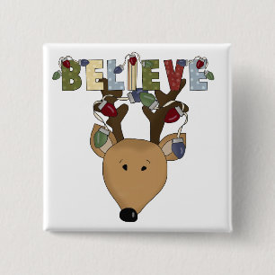 Badge Carré 5 Cm Reindeer Believe Tshirts et cadeaux de vacances