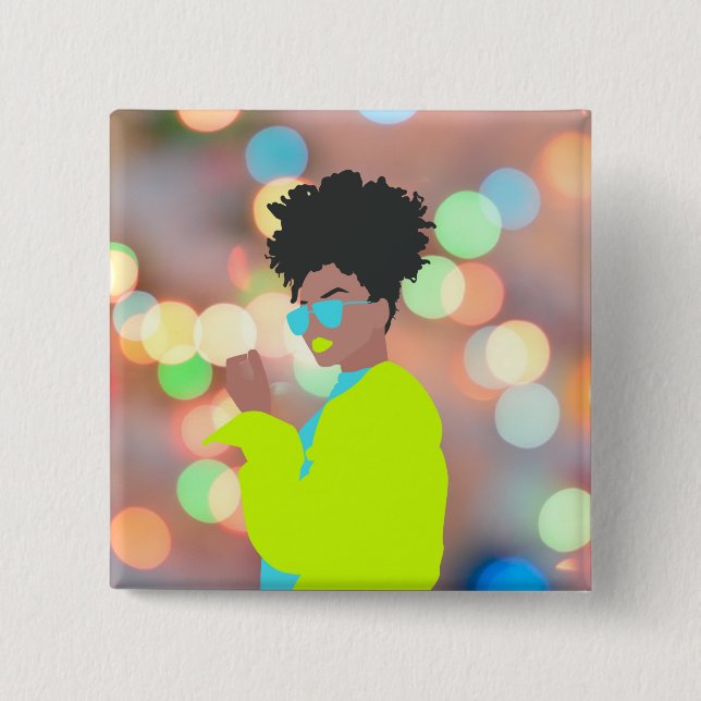 Badge Carré 5 Cm Reine dansante. (Devant)