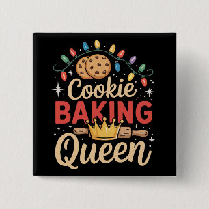 Badge Carré 5 Cm Reine de la boulangerie de cookies de Noël