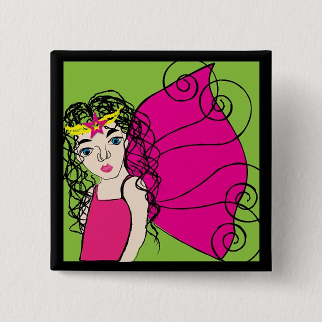 Badge Carré 5 Cm Reine féerique (Devant)