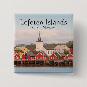 Badge Carré 5 Cm Reine Lofoten Norvège