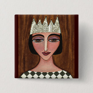 Badge Carré 5 Cm Reine majestueuse - bouton royal