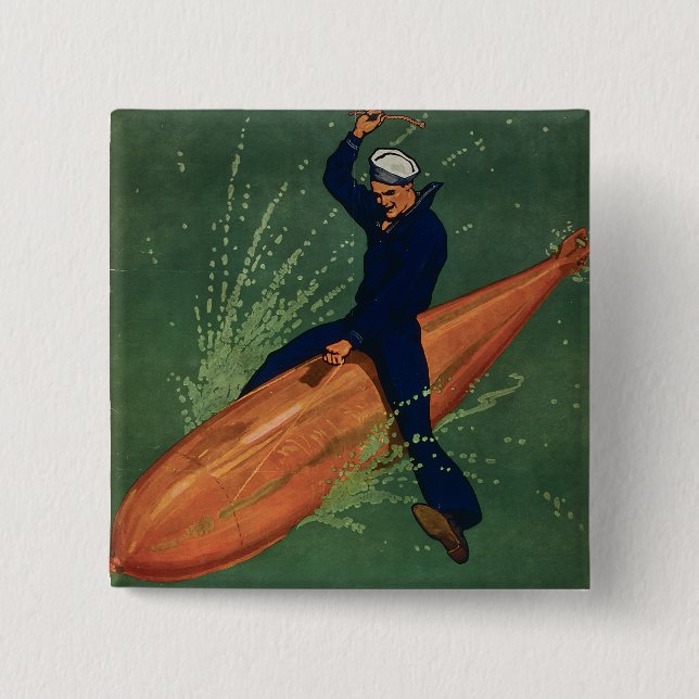 Badge Carré 5 Cm Rejoignez la Marine (Devant)