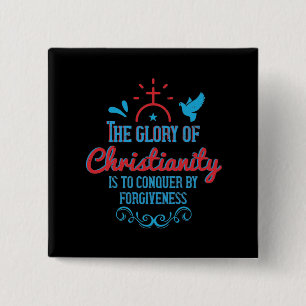 Badge Carré 5 Cm Religion - La Gloire Du Christianisme Est De Conqu