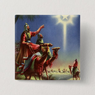 Badge Carré 5 Cm Religion vintage, Hommes Sages avec Étoile de Beth