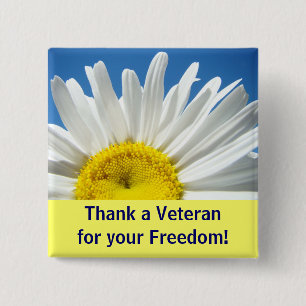 Badge Carré 5 Cm Remerciez un Vétéran pour votre Liberté ! boutons 