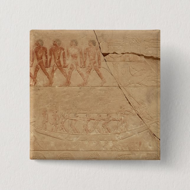 Badge Carré 5 Cm Remorquant un bateau, du Mastaba de Mereruka (Devant)