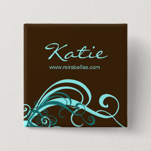 Badge Carré 5 Cm Remous nommés de bleu de broche de bouton