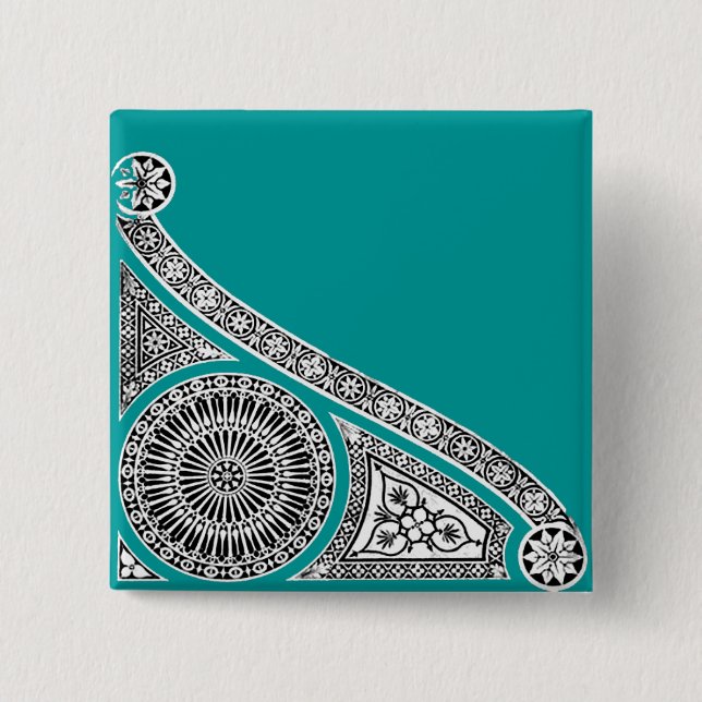 Badge Carré 5 Cm RENAISSANCE Décor architectural noir blanc (Devant)