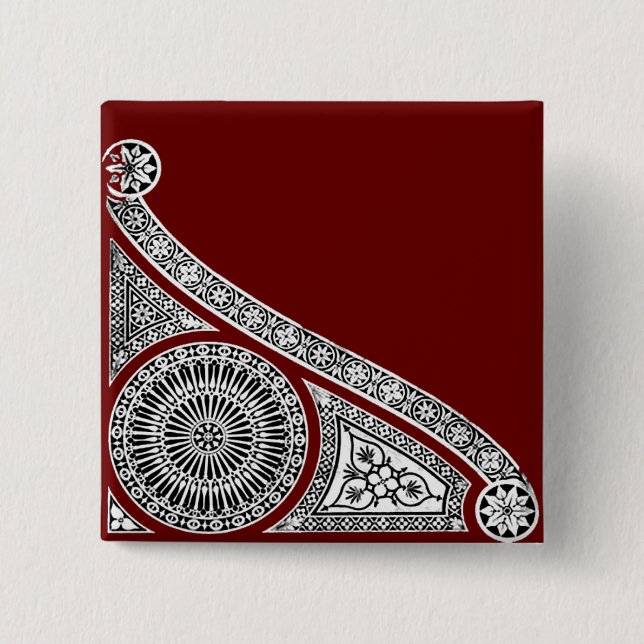 Badge Carré 5 Cm RENAISSANCE Décor architectural noir blanc (Devant)