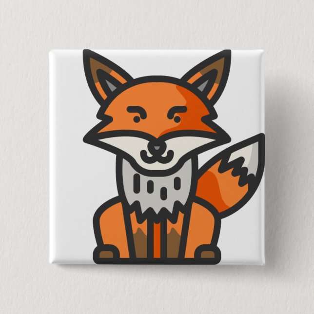 Badge Carré 5 Cm renard (Devant)