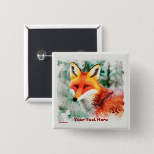 Badge Carré 5 Cm Renard blanc