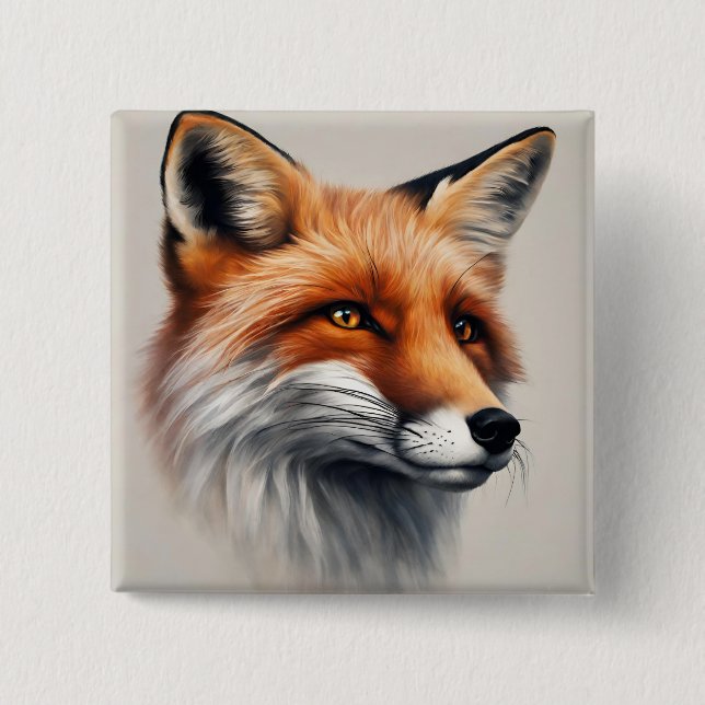 Badge Carré 5 Cm Renard majestueux (Devant)