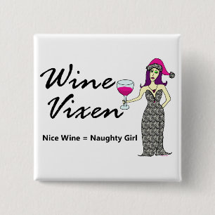 Badge Carré 5 Cm Renarde de vin "Nice et" carré vilain de vacances