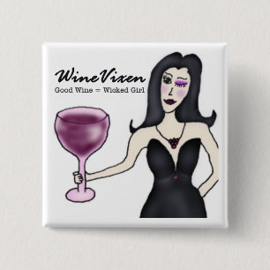 Badge Carré 5 Cm Renarde "fille mauvaise " de vin