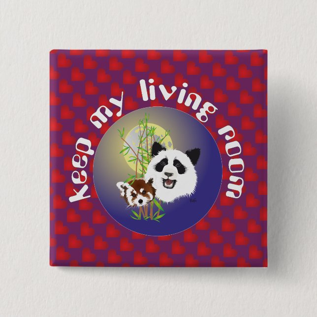 Badge Carré 5 Cm Rencontre de Panda (Devant)