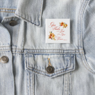 Badge Carré 5 Cm Rendez grâce au Seigneur automne aquarelle florale