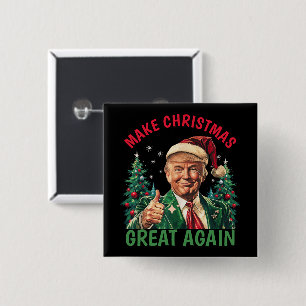 Badge Carré 5 Cm Rendre Noël super à nouveau amusant Père Noël Trum