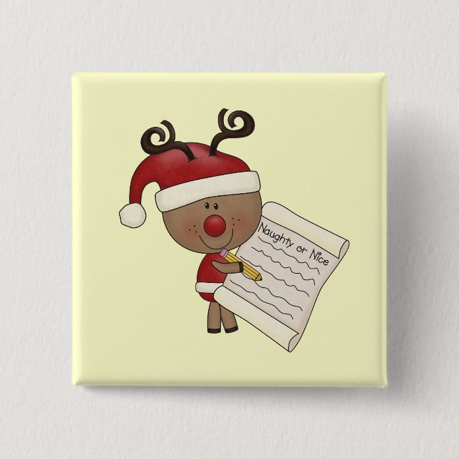 Badge Carré 5 Cm Renne de Rudy vilain ou NIC (Devant)