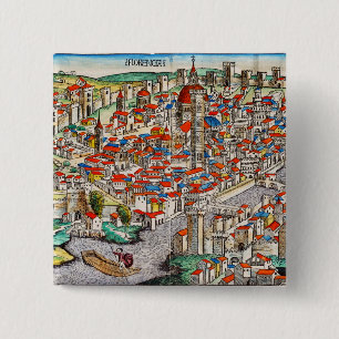Badge Carré 5 Cm Repère médiéval de Florence en Italie