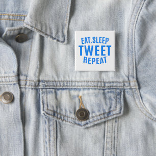 Badge Carré 5 Cm Répéter le tweet du sommeil