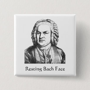 Badge Carré 5 Cm Repose Bach Face Compositeur de musique classique