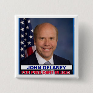 Badge Carré 5 Cm Représentant. John Delaney pour le président 2020