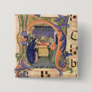 Badge Carré 5 Cm Representation de l'initiale "H" de Mme 571 f.6r