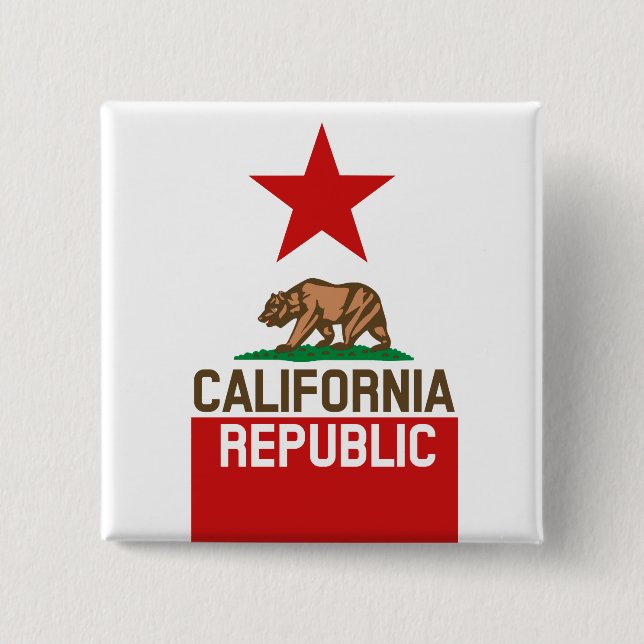 Badge Carré 5 Cm RÉPUBLIQUE DE CALIFORNIE Drapeau d'État Red Star D (Devant)
