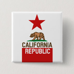 Badge Carré 5 Cm RÉPUBLIQUE DE CALIFORNIE Drapeau d'État Red Star D