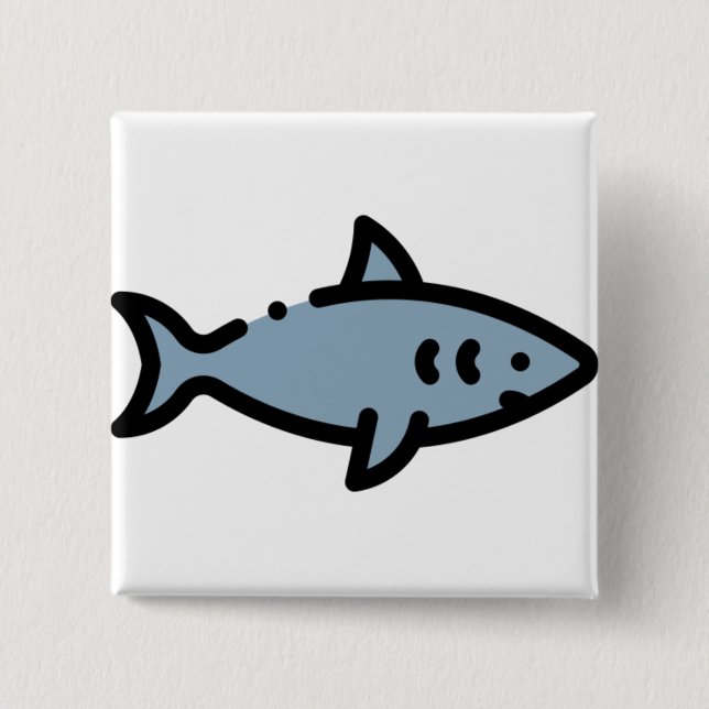 Badge Carré 5 Cm Requin (Devant)