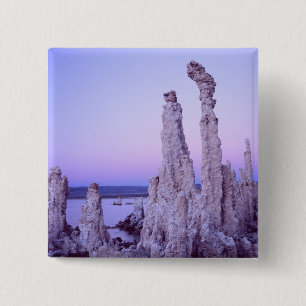 Badge Carré 5 Cm Réserve de Mono Lake. Californie. États-Unis. Tufa