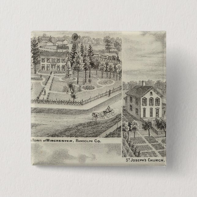 Badge Carré 5 Cm Résidence de Milton Thornburgh Fayette Co (Devant)