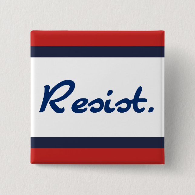 Badge Carré 5 Cm Résister à la résistance bleue anti-Trump Démocrat (Devant)