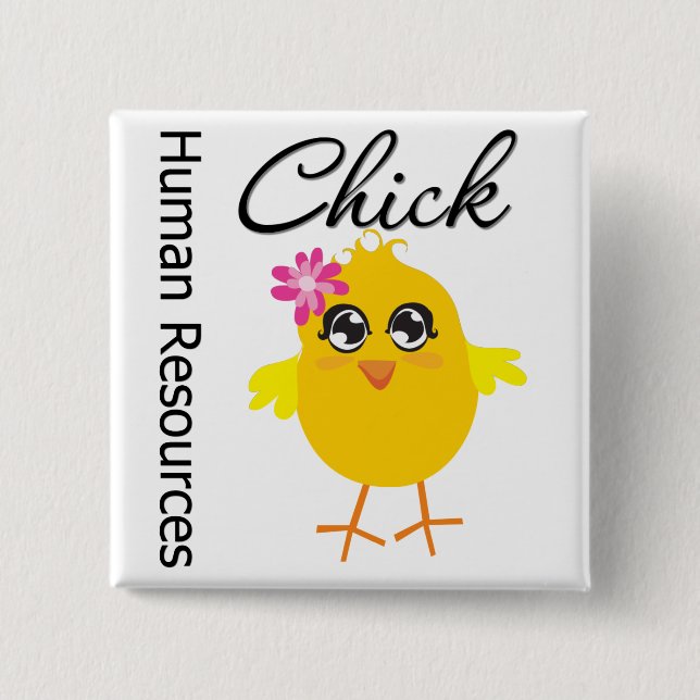 Badge Carré 5 Cm Ressources humaines Chick (Devant)