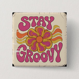 Badge Carré 5 Cm Restez Groovy