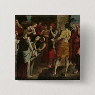 Badge Carré 5 Cm Résurrection de Lazarre 2