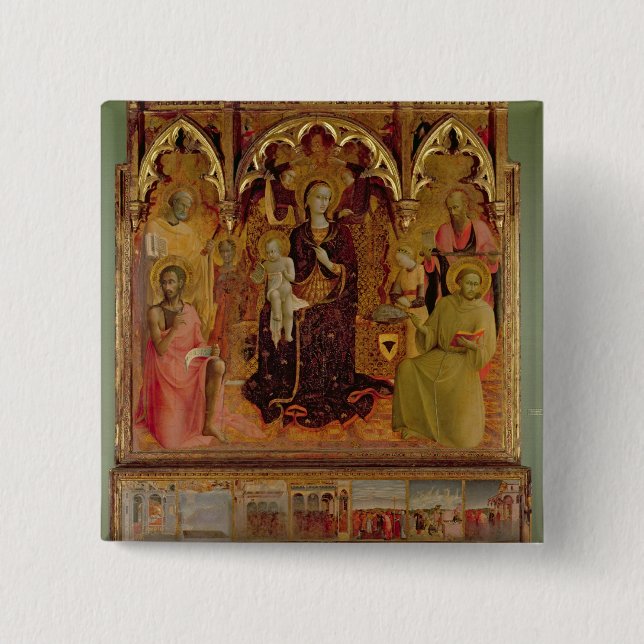 Badge Carré 5 Cm Retable de Madonna de la neige, c.1430-32 ( (Devant)
