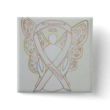 Rétinoblastoma White Awareness Ribbon Angel Pin