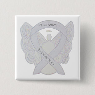 Badge Carré 5 Cm Rétinoblastoma White Awareness Ribbon Angel Pin